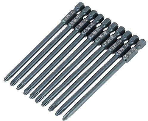 10 Embouts de Tournevis PH2, Longs Embouts de Tournevis Cruciformes 1/4 Tige Hexagonale 5 Mm Embouts de Tournevis Magnétiques en Acier à Tête Cruciforme PH2 Embouts de