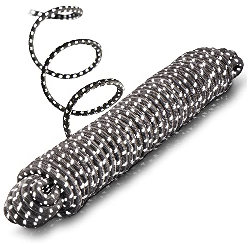 com-four® Spanngummi, 10m x 8mm, Spannseil für Banner, Plakate, Zelte | Pavillon - Gummiseil für Transport - Camping - Sport - Gepäck - Expanderseil als Planenspanner - reflektierend