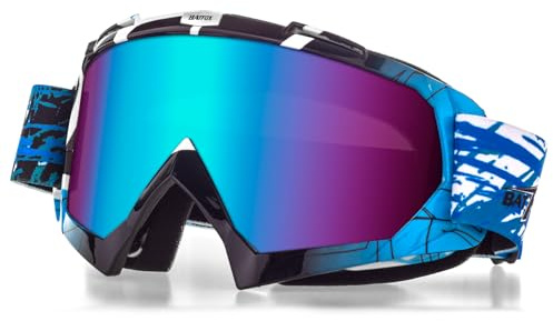 Motocross Brille Mtb Brille Dirt Bike ATV Crossbrille goggle Sicherheit Tactical Riding Motorradbrillen für Herren Damen Jugend (Blau, Large)