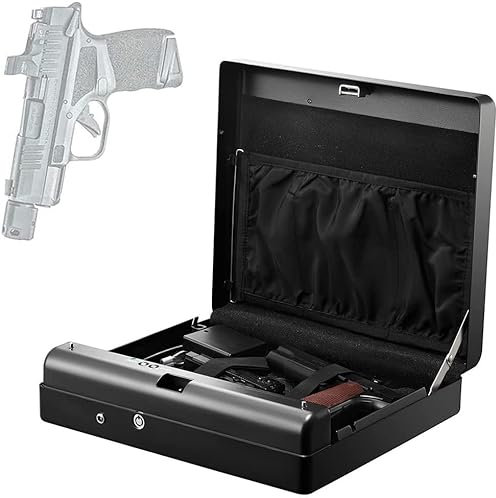 QIANMEI gun safe gun box Biometric Gun Safes For Pistols, Gun Safe, Quick-Access Pistol Safe, Portable Fingerprint Handgun Safe Gun Lock Box For Home Bedside Nightstand Car