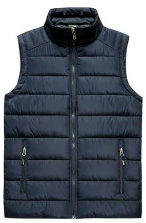 George Hilton Gilet för män packbara quiltade vadderade västar med fickor för män ärmlös jacka kroppsvärmare vinterjackor kappa dragkedja lätt vindtät väst man (S-2XL), Marinblått Xsp, S