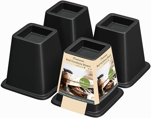 OXENDURE Bett-Möbelerhöhung 6 Zoll, vielseitige Bett- und Möbelerhöhung – robust, trägt 137 kg pro Erhöhung – 4er-Set, schwarz
