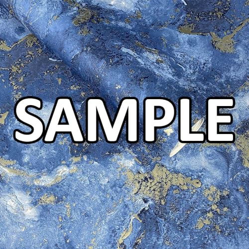 World of Wallpaper Luxe Collection, Textured, Blue/Gold (WOW087) Sample | Easy to apply wallcovering, Heavyweight, Marble Effect, Metallic, Glitter, Bedroom, Hallway (approx. 50cm x 30cm SAMPLE)