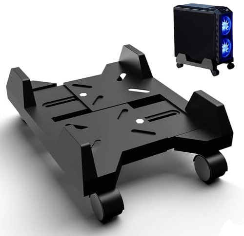 HOMURY Mobiler CPU-Ständer mit 4 Rollen, verstellbar, Schwarz