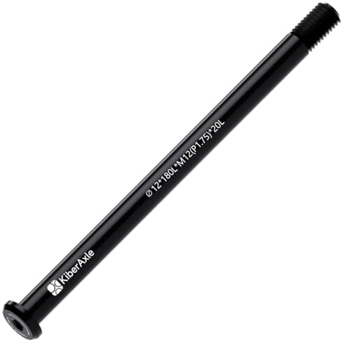 KiberAxle 12 mm Steckachsen für Fahrradgabeln und Hinterradstoß, Aluminiumlegierung Naben Adapterachse, Gewindesteigung 1,75 mm / Länge 180 mm