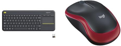 Logitech K400 Plus Wireless Touch TV Keyboard With Easy Media Control and Built-in Touchpad & M185 Wireless Mouse, 2.4GHz with USB Mini Receiver, 12-Month Battery Life