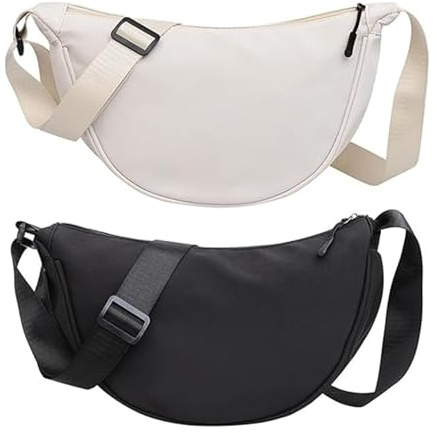 SSKHE Damen Halbmond Crossbody Schultertasche Nylon Crossbody Bag Halfmoon Bag Schultertasche mit verstellbarer Schultergurt