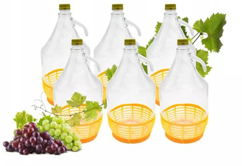 MIKONI 5L Glasballon Gärbehelter Gärballon Weinballon Glasflasche Flasche Korb D8 (3)