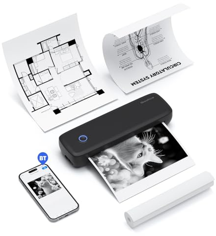 Jemora Stampante a trasferimento termico portatile A4 Connessione wireless e USB con computer portatile 56 mm/77 mm/107 mm/210 mm/216 mm (2 pollici/3 pollici/4 pollici/8 pollici/8,5 pollici) Formato c