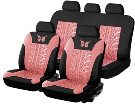 MaKeMoney 9 Stück Auto Sitzbezüge FüR FIAT Panda II MK3/Mk4 (Type 169 319) 2003-2025, Leder Auto Sitzschoner Atmungsaktiv Schonbezug Auto Innenraum zubehö, F/Pink