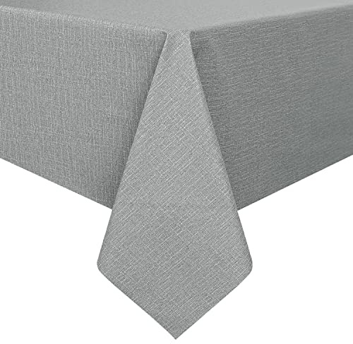 Romanstile Tovaglia antimacchia plastificata 240x140 cerata tovaglie grigia lavabile in PVC impermeabile effetto lino per pic nic,esterno,giardino,matrimonio, barbecue,festa,autunnale,compleanno