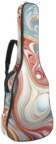 Gitarrentasche für Akustikgitarre mit zwei Taschen, rosa und blaue Marmor-Textur, wasserabweisend, doppelt verstellbarer Schultergurt, Gitarrentasche, Pink-blaue Marmor-Textur, 42.9x16.9x4.7 in,