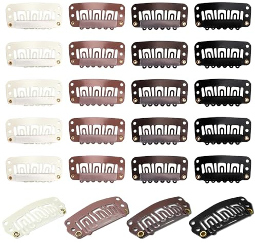 TRKETK 100 Stück Haar Extensions Klips, U-Förmige Metallclips Haarverlängerung Clips Perückenclips 6 Zähne Kammclips Schnappclips für Haarverlängerungen U Form Haar Extensions Klips Zubehör, 4 Farben