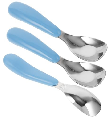 TOYANDONA 3st Yuanbao-löffel Für Kinder Babylöffel Kinderlöffel Kleinkinder Löffel Kinderbesteck Kindergeschirr Kinderutensilien Futtermittel Löffel Aus Metall Sky-blue Rostfreier Stahl