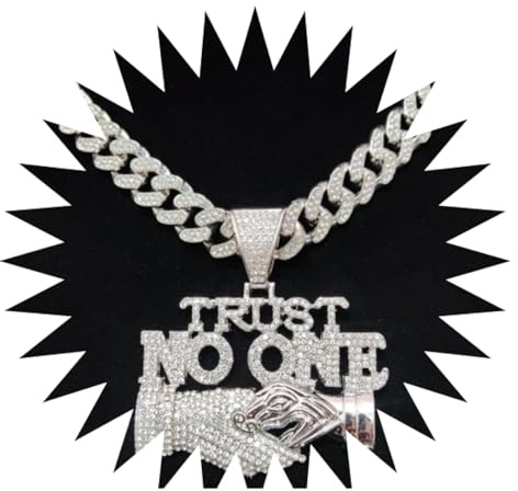 BISONBLUE Halsketten Anhänger Herren Schmuck Damen Kette Männer Frauen Männer Frauen Hip Hop Vertrauen niemanden Anhänger Halskette mit 13mm Hiphop Iced Out anhänger Halsketten Mode Punk Ge