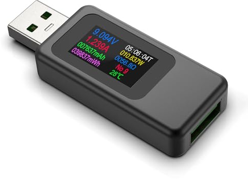 YEREADW USB Tester Messgerät Multimeter Digital, 4-30V 0-6.5A QC USB Voltmeter Power Meter Kapazität Spannungsprüfer Strommessgerät, USB Leistungskapazität Detektor