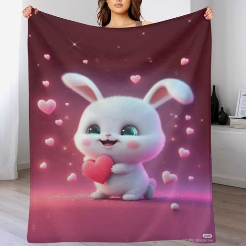 AAPZY Kaninchen Kuscheldecke Couchdecke Decke Aus Flannel - Tagesdecke Wohndecken Für Sofa, Couch Oder Als Bettüberwurf - Waschbare Decke （130×180cm）