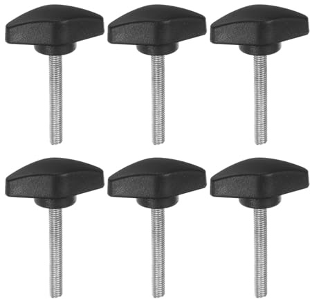 QUARKZMAN 6 Stück Rändelschraube Flügelschrauben Kunststoff Tee-Flügelknöpfe M5 x 35mm Metrisches Gewindebolzen T-Kopf Kunststoffknöpfe Daumenschrauben Handklemmknopf, Schwarz