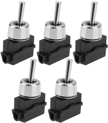 VGOL 5 Stück 250V 2A Lampen-Kippschalter An/Aus mit Metall-Befestigungsmutter Geeignet für Kabel mit Einer Maximalen Größe von 0,75mm² Schwarz