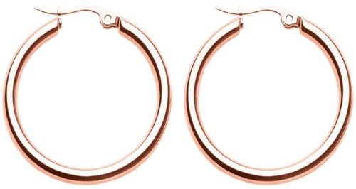 day.berlin Damen Creolen Circle in Rosegold 18k vergoldet, 30mm Ohrringe rund aus 316L Edelstahl, 3cm Durchmesser 2mm stark, nickefrei und wasserfest