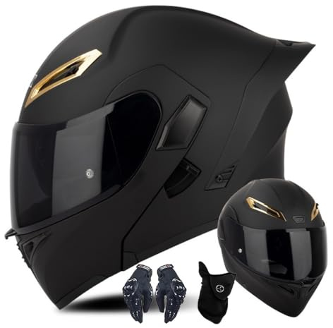 Casco Da Moto Modulare Con Guanti E Copertura Per Il Viso, Casco Da Moto Per Adulti Flip Up Con Doppia Visiera, Casco Omologato ECE Per Uomini E Donne