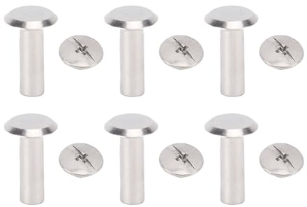 100 Set Metal Studs Rivets Stainless Steel Multifunctional M3 Flat Round Screws Leather Rivets with Chicago Binding Screws for Handcraft