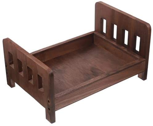 Mini Vintage Photography Bed Prop Wooden Photo for Newborn Baby | Coffee Colour, Sturdy Smooth Finish, Safe Studio Posing Piece, One PC Decorative Furniture for Photoshoots