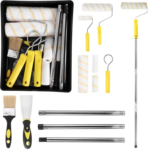 Paint Roller Set, 12PCS Paint Rollers and Trays Sets with Paint Brush & Tray