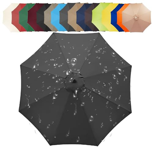 CMJYMX Toile De Rechange pour Parasol 200/250/270/300/350 CM + 6/8 Baleines Toile De Parasol Déporté, Auvent De Rechange pour Parasol De Terrasse(Gray,8 Ribs: 300CM/9.8FT)