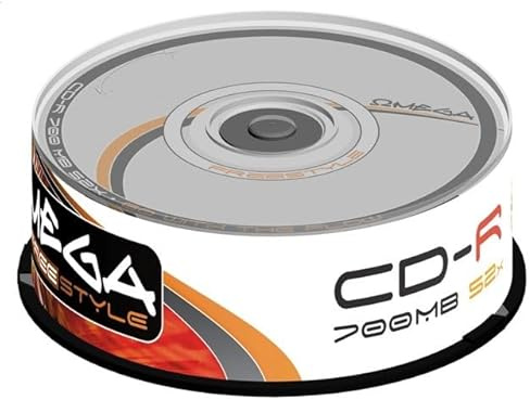 CD-R 700MB 52X 25 Unidades, Ideal para grabación de música y Almacenamiento de Datos.