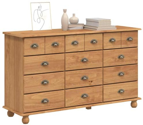 vidaXL Schubladenkommode mit Schubladen ASKIM Braun 79 x 40 x 133,5 cm | Viele Schubladen, um deinen Kram ordentlich zu verstauen, Aus massivem Kiefernholz gefertigt, Cooler Look,