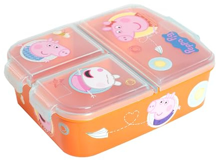 BRICOMIRAS Fiambrera infantil colegio, fiambrera infantil recreo, sandwichera colegio ideal para el recreo, sandwichera merienda parque para niños y niñas (Peppa Pig)
