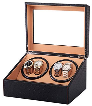 MFRELMNZG Caricatore per Orologi, Motore Silenzioso Rotante per 4 Orologi + Scatola portaoggetti per 6 Orologi Caricatore per Orologi Automatici