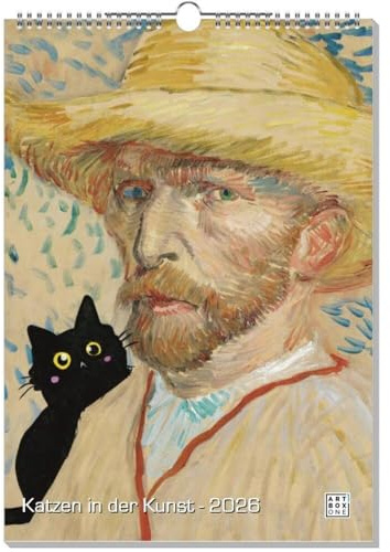 artboxONE Kalender 2026 Katzen in der Kunst Wandkalender A3 2026 Natur