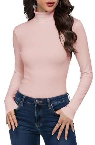 Cuptacc Rollkragenpullover Damen Slim Fit Modal Gerippt Langarmshirt | Modal,Rollkragen,Langarm,Gerippt,Slim Fit,Einfarbig,Basic,Weich,Bequem,Elastisch,Warm,Hautfreundlich,Herbst,Winter