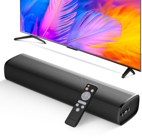 Soundbar for TV, 56W Speakers with Bluetooth 5.3/ARC/Optical/AUX Inputs – Wall Mountable Home Theater Surround Sound System Small Sound Bar for PC/Gaming/Projectors with 3 EQ Modes (Black) 1Pcs