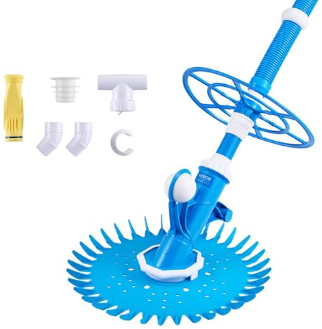 VEVOR Aspirapolvere per Piscina con Funzione di Aspirazione, Kit Aspirapolvere con Ventosa per Piscina Spazzatrice per Pulizia con 12 Tubi, Adatto per Piscine Interrate e Fuori Terra, Blu
