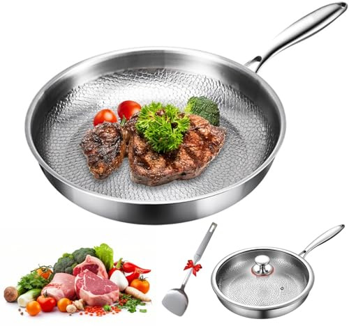 Juego de sartenes profesionales martilladas de titanio ultra puro, sartén Nutri de 26 cm con tapa, antiadherente, utensilios de cocina multifuncionales para una cocina saludable, edición 2025, ollas y