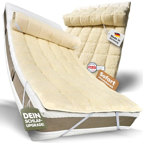 Mara Vital Lammfell Unterbett 180x200 | Wendbare Lammfell Bettauflage aus Schurwolle für angenehmen Schlaf | Atmungsaktive & wärmende Matratzenauflage mit Eckgummis | für Matratzen bis 30 cm