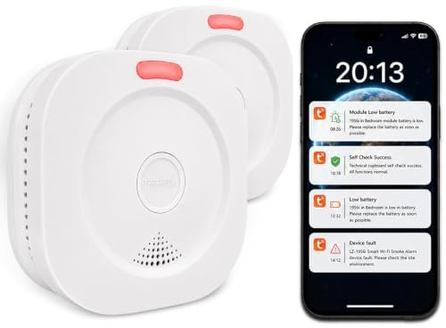ZYTA WiFi Smoke Alarms for Home with 10-Year Battery Battery, Smart Smoke Alarms Compatible with TUYA SMART LIFE App, Fire Alarm Compliant with EN 14604 Standard