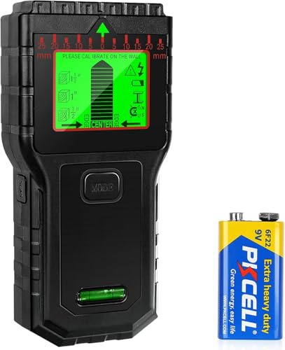 Detecteur de Metaux - Scanner de Mur Multifonction avec Écran LCD et Alerte Sonore, Détecteur de Câbles et de Métaux pour Bois, Conduits, Solives et Tuyaux, Noir