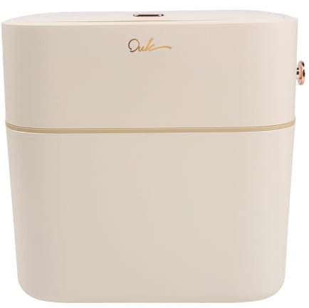Risveglio Pattumiera senza contatto da 10 l, con chiusura automatica e pedale, per cucina, bagno, soggiorno, colore: crema/bianco