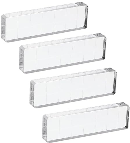 ROKZELT 4 Piezas Bloques para Sellos Transparentes, Bloque de Acrílico para Sellos, Base de Silicona para Sellos, Adecuados para Cuadernos Diarios Tarjetas de Felicitación, álbumes de Recortes(2x7cm)