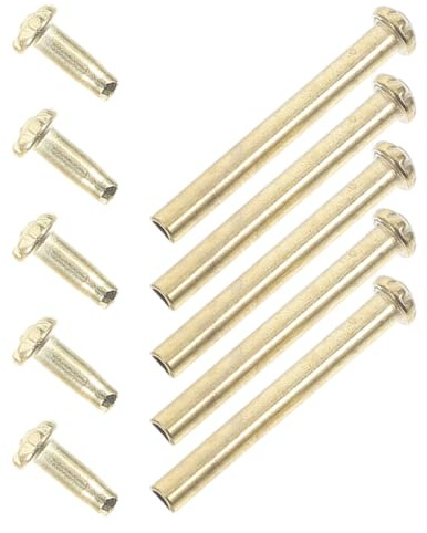 PLAFOPE Set 5 Pezzi Rivetti e Dadi in Metallo per Ventaglio Pieghevole, Perno di Ricambio Finitura Placcata, Accessori per Riparazione Artigianale e Fai da Te, Kit Versatile per Ricambio