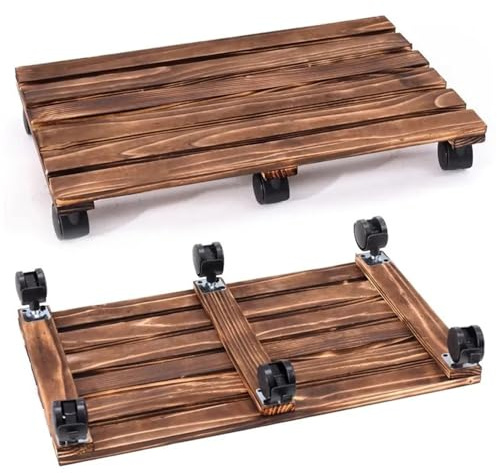 ZYREHAW Rullo per Piante Quadrato, Plant Trolley,Plant Stands Outdoor, Garden Caddy On Wheels, Portata 40 kg per Interni Ed Esterni, Sottovaso con Rotelle, Sottobicchieri con Ruote Terrazza 40cm×50cm