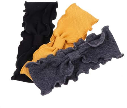 3 Stück Packung Damen Stoffstirnband mit Breiter Krempe für Yoga | Rutschfest, Atmungsaktiv und Dehnbar, Wellenkante, für Alltag und Make Up, Zartes Design