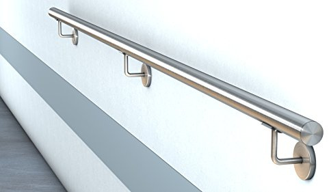 Edelstahl Handlauf V2A Fertighandlauf Geländer Treppe Griff 42,4x2 mit Klipsrosette (2,2 m)