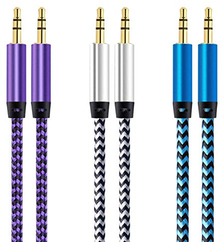 CableLovers Aux Cable, 3 Pack 5FT Nylon Braided Hi-Fi Sound Quality Audio Cable 3.5MM Male to Male Auxiliary Audio Cord for Car Stereos, iPhone, iPad, Beats Solo 2 3 Headphones, Samsung Galaxy