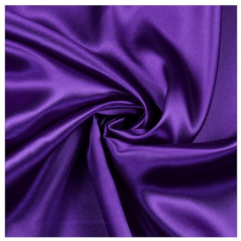 VDS Purple Satin Fabric, 10 Yards Continuous, 45” Wide, Wedding Party Decoration Charmeuse Silky Sateen Bridal Dress DIY Crafts Fashion Scarf Costumes Lining Sewing Backdrop Arch Cloth