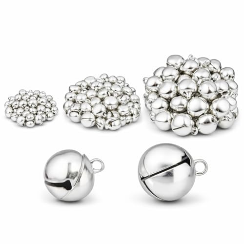 Perlin Glöckchen Set Silber 750 Stück Metall Schellen Jingle Bells mit Öse 6 mm 8 mm 10 mm Basteln Schmuckherstellung Weihnachtsdeko Anhänger Glocken DIY Zubehör